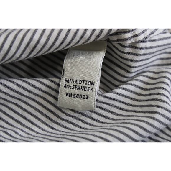 BANANA REPUBLIC Shirt Womens 10 Stretch Long Sleeve Striped Ruffled Collared - Picture 5 of 8